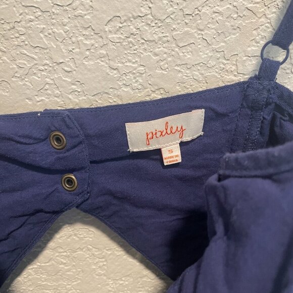 Pixley Navy Scallop Crissie Sundress Linen Blend Small - Picture 4 of 6